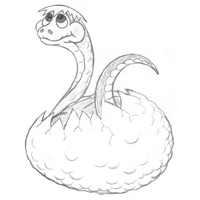 Dibujo de dinosaurio bebé en huevo