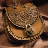 Riñonera de cuero redonda estilo Steampunk