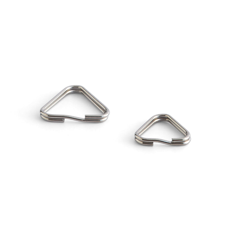 Anillos triangulares partidos de acero inoxidable, paquete de 10