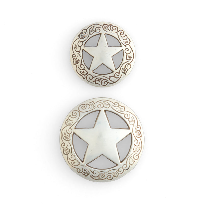 Conchos grabados con estrella de Texas