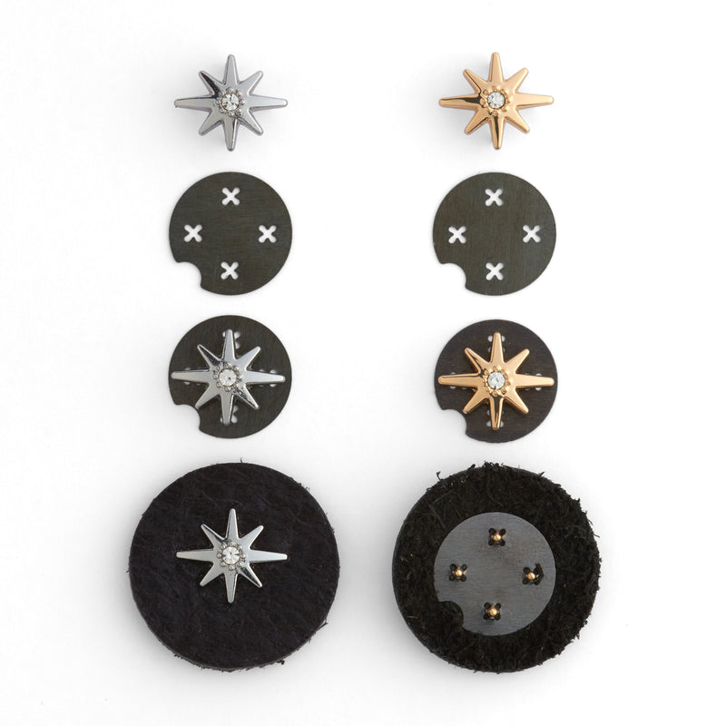 Paquete de 4 tachuelas decorativas con forma de estrella mística