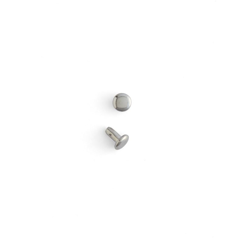 Mini Double Cap Rivets Nickel Plate 100 Pack