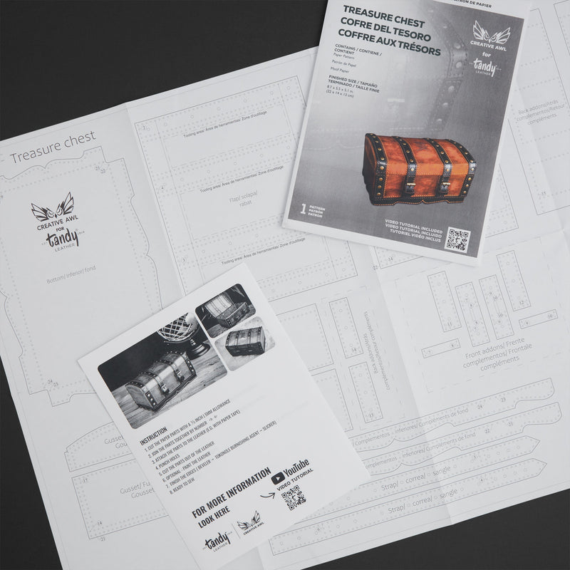 Patrón de papel para cofre del tesoro con punzón creativo