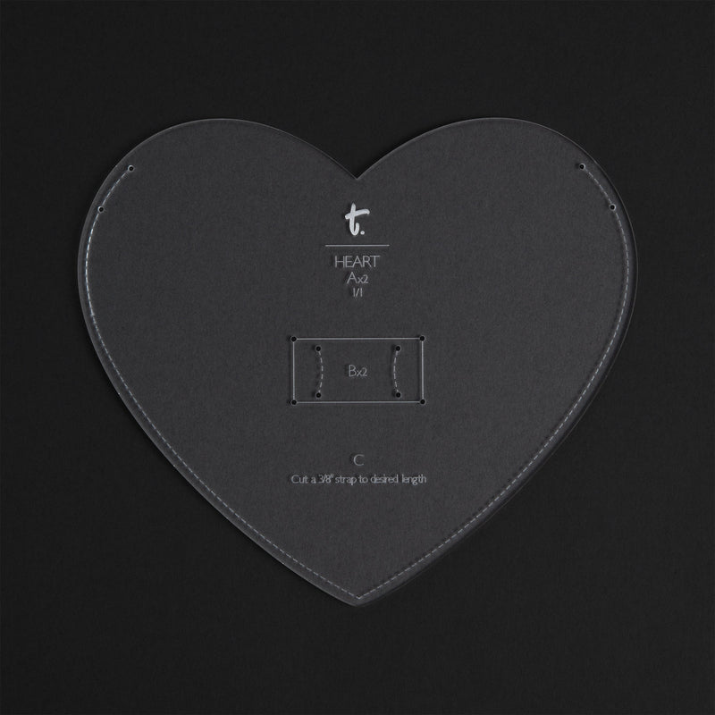 Plantilla acrílica de bolso bandolera con forma de corazón