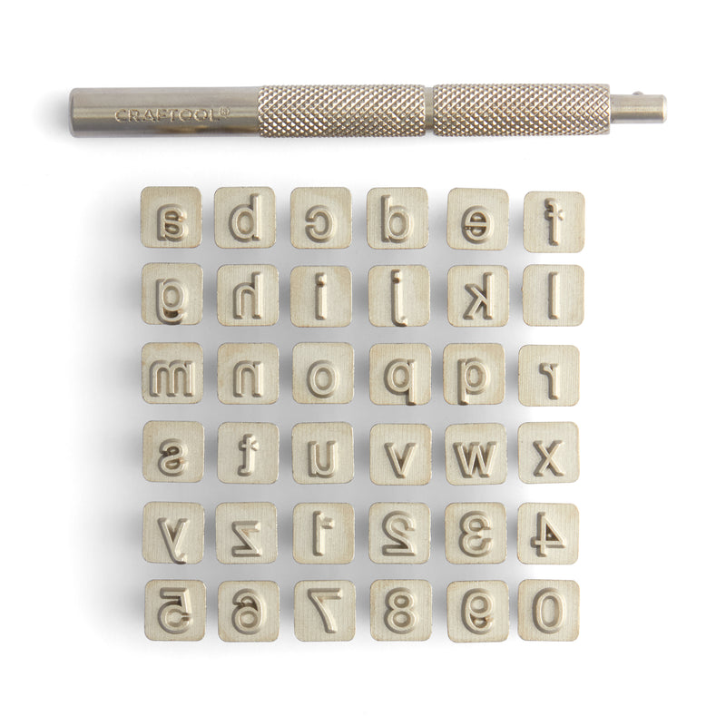 Jeu de matrices alphabet sans sérif étroites Craftool®