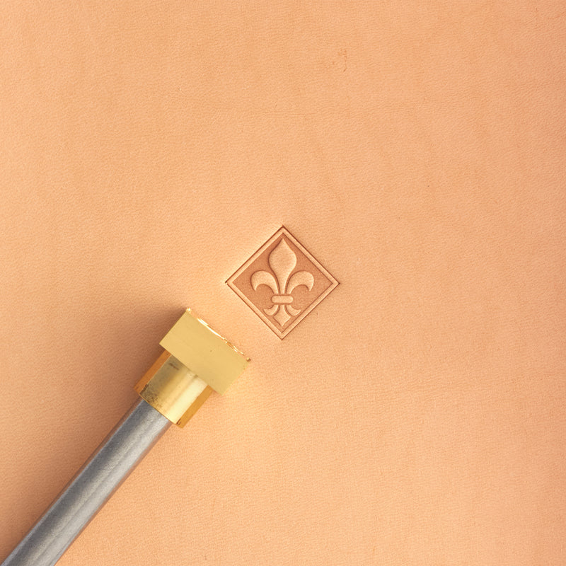 Tampon en laiton géométrique carré Fleur-de-lis