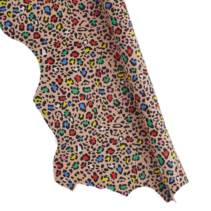 Piel de oveja con estampado de leopardo multicolor - VENTA FINAL