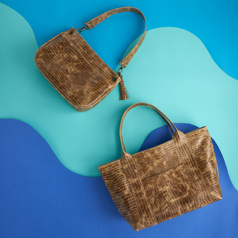 Côté en relief croco taupe
