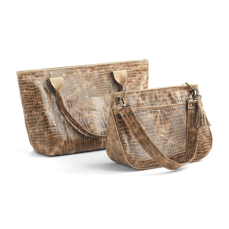 Côté en relief croco taupe