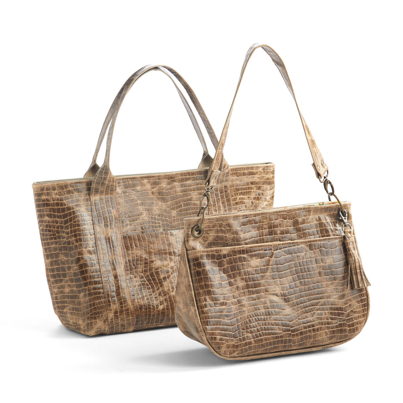 Côté en relief croco taupe
